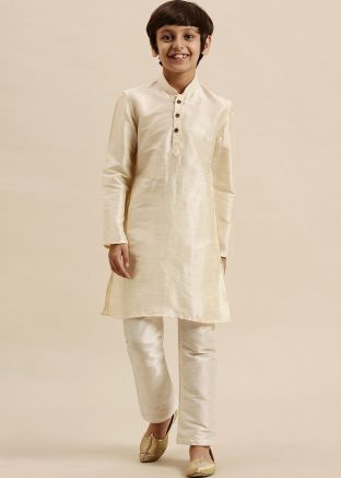 Cream Readymade Kids Kurta Pajama