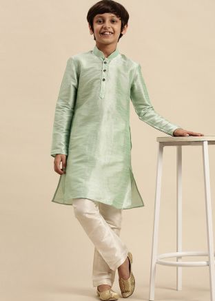 Green Readymade Kids Kurta Pajama