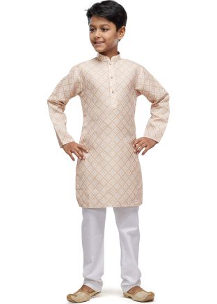 Brown Kids Readymade Printed Kurta Pajama