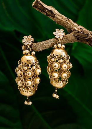 Pearl Beaded Golden Earrings