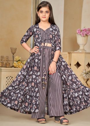 Readymade Grey Kids Printed Jacket Style Top Bottom Set