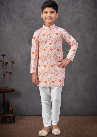 Pink Embroidered Kurta Pajama In Rayon