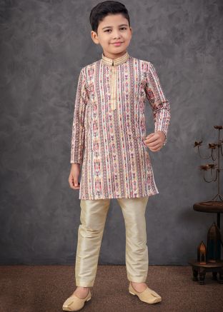 Multicolor Embroidered Kids Kurta Pajama