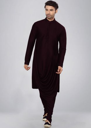 Readymade Purple Lycra Cowl Kurta Churidar Set