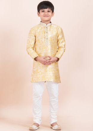 Golden Readymade Woven Kids Kurta Pajama