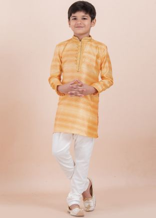Kids Yellow Woven Readymade Kurta Pajama Set