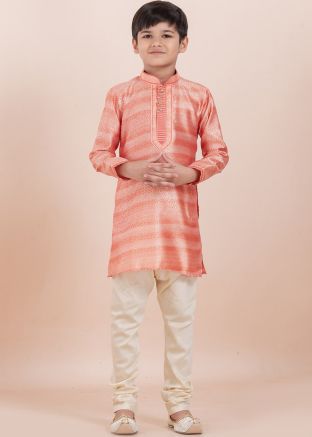 Kids Orange Woven Readymade Kurta Pajama