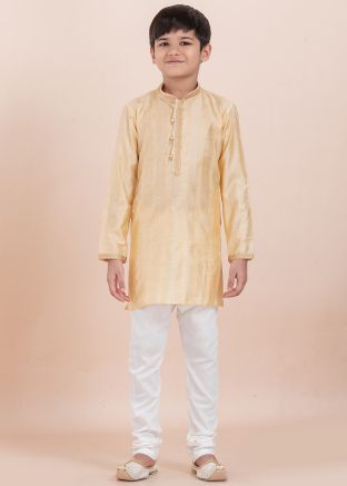 Kids Yellow Woven Readymade Kurta Pajama