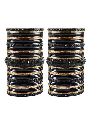 Stone Studded Black Bridal Bangle Set
