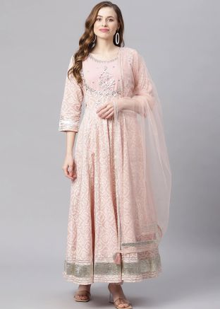 Peach Readymade Anarkali Style Suit