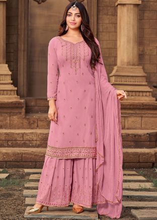 Pink Embroidered Pakistani Salwar Suit With Dupatta