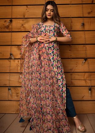 Readymade Multicolor Floral Printed Straight Pant Suit