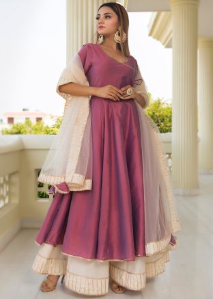 Readymade Purple Angrakha Style Suit
