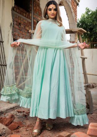 Blue Readymade Anarkali Style Suit