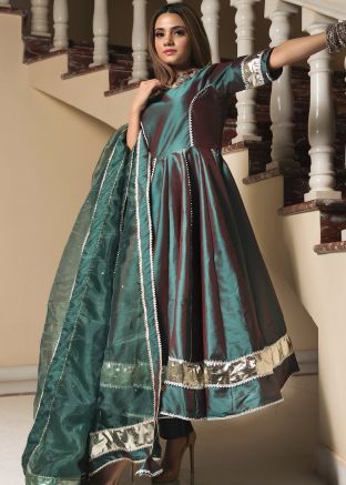 Readymade Green Laced Anarkali Style Suit