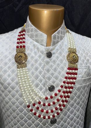 White Beaded & Layered Kantha Mala