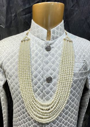 White Multi Layered & Beaded Kantha Mala