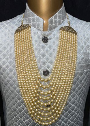 Golden Beaded & Layered Kantha Mala