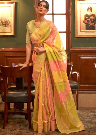 Multicolor Zari Woven Organza Saree