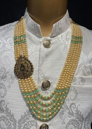 Cream Multi Layer Groom Kantha Mala