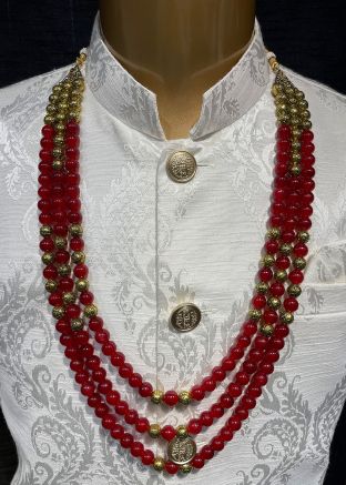 Red Beaded Alloy Based Kantha Mala