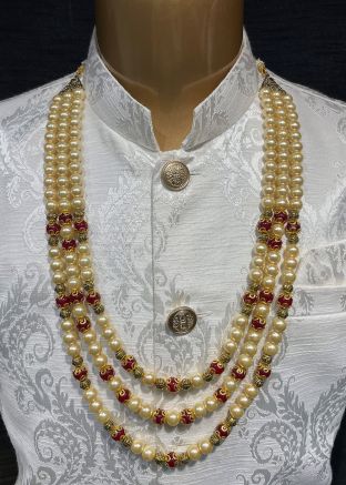 Cream Multi Layered Groom Kantha Mala