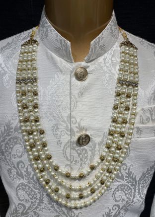White Multi Layered Groom Kantha Mala