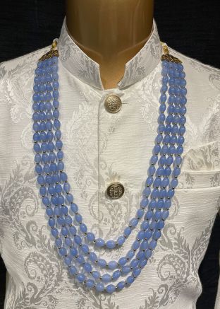 Blue Multi Layered Kantha Mala For Men