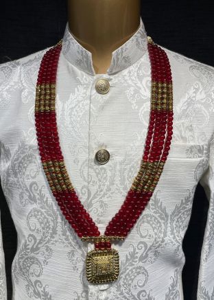 Maroon Beaded Groom Multichain Kantha Mala