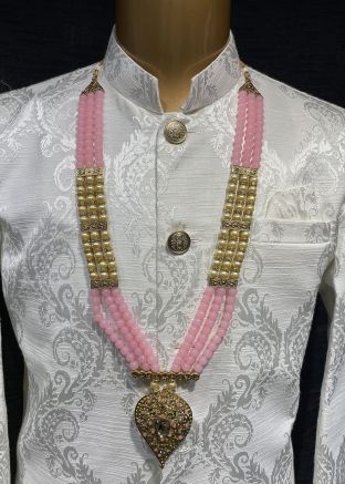 Pink Beaded Multi Layered Groom Kantha Mala