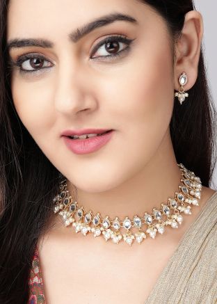Kundan Studded White Necklace Set