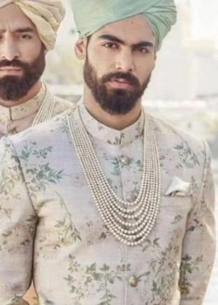 White Beaded Kantha Mala For Men