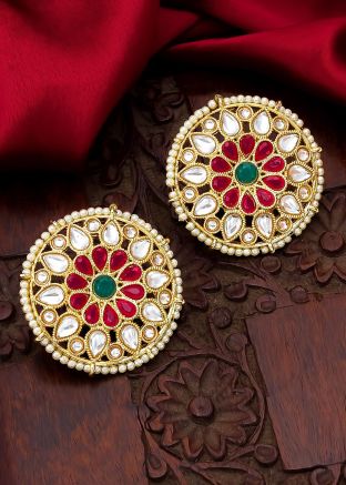 Multicolored Kundan Studded Stud Earrings