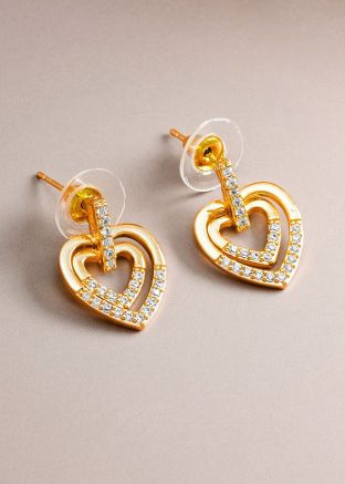 Golden Heart Shaded Earrings Set