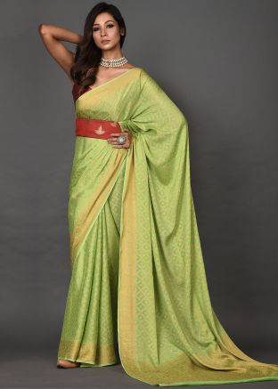 Green Woven Festive Saree In Georgette