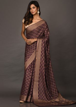 Purple Party Wear Woven Georgette Saree