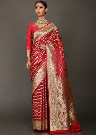 Red Traditional Bridal Saree With Blouse