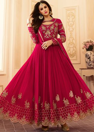 Pink Anarkali Suit Set In Georgette