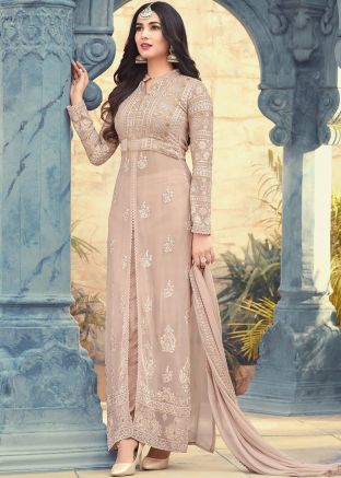 Sonal Chauhan Beige Embroidered Slit Style Suit Set