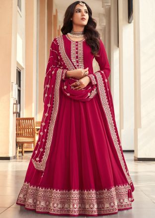 Pink Embroidered Georgette Anarkali Suit