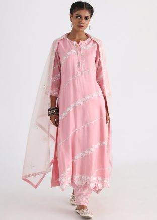 Pink Sequins Embellished Pant Suit Set