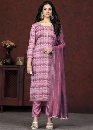 Pink Embroidered Pant Suit Set