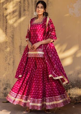 Readymade Pink Paisley Printed Sharara Suit