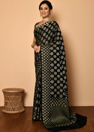 Black Zari Woven Saree & Blouse