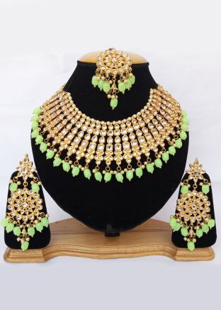 Green Heavy Bridal Kundan Necklace Panash India Online USA