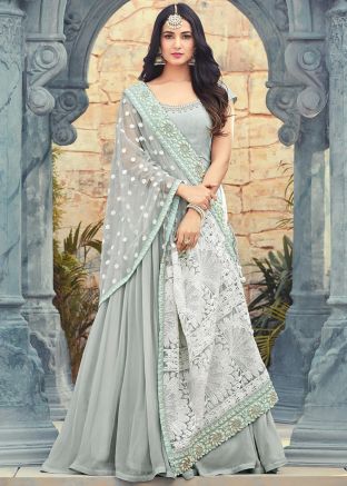 Sonal Chauhan Blue Embroidered Anarkali Salwar Suit online USA