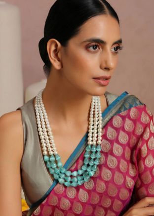 Blue Pearls & Stones Necklace