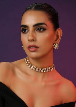 White Kundan Choker Necklace Set