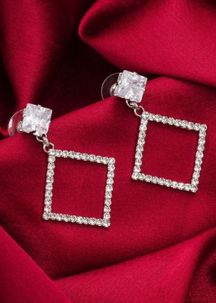 American Diamonds Studded Silver Earrings