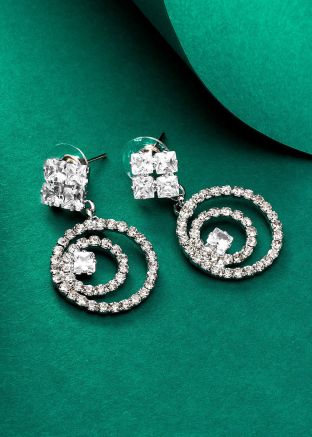 Silver American Diamond Studded Earrings